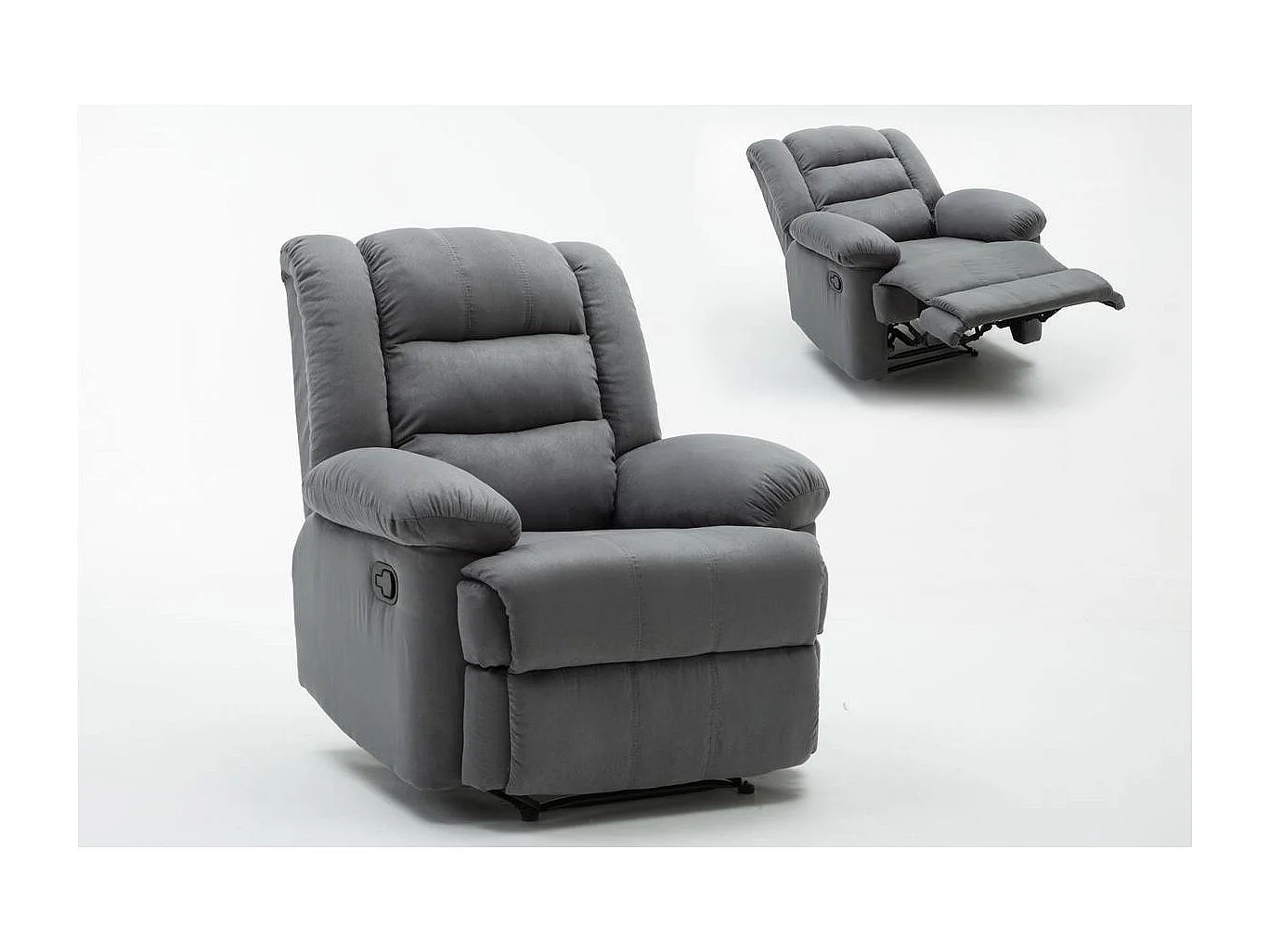 Fauteuil relax "Buckingham" - 85 x 93 x 100 cm - Gris clair