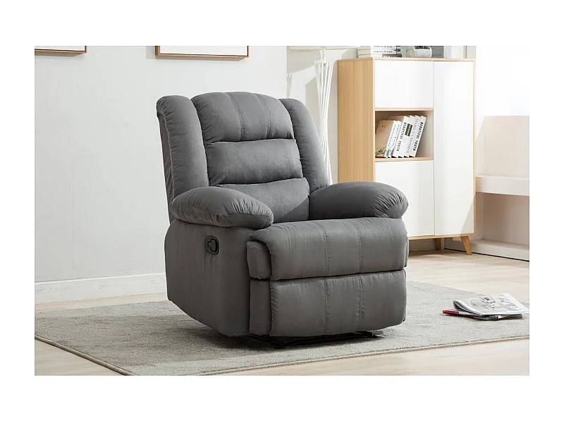 Fauteuil relax "Buckingham" - 85 x 93 x 100 cm - Gris clair