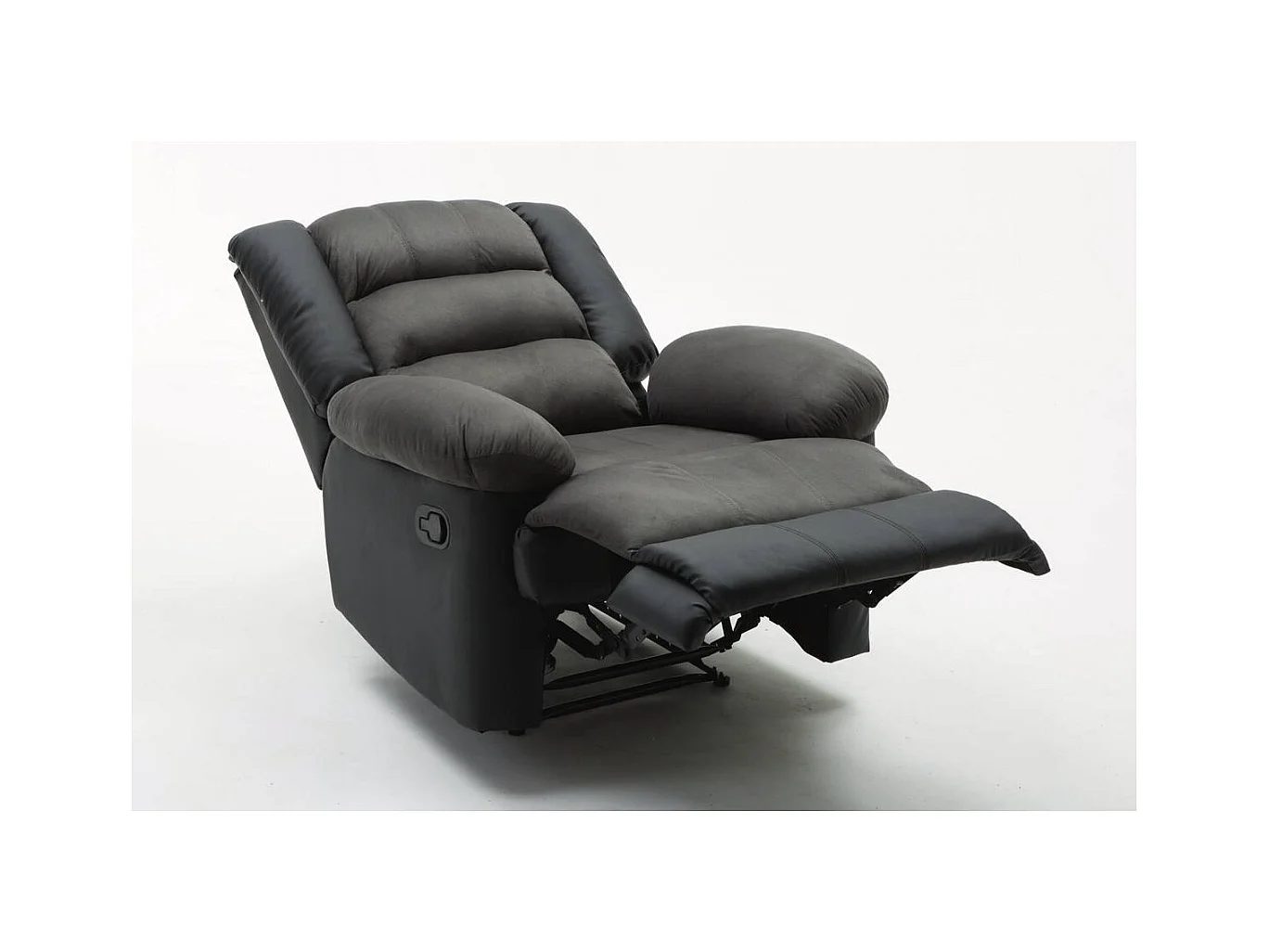 Poltrona relax "Buckingham" com encosto reclinável e apoio para os pés confortável em couro sintético preto/cinza escuro