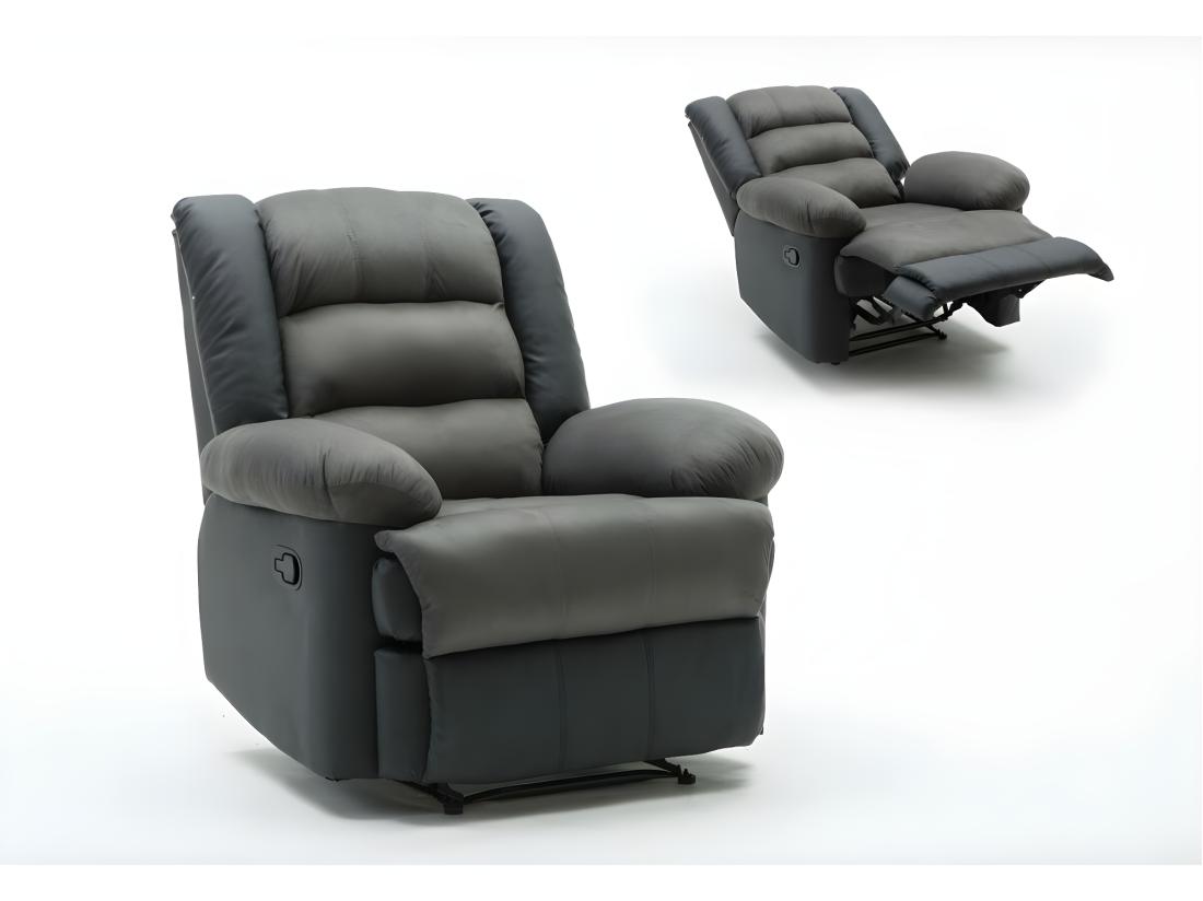 vente unique Fauteuil relax "Buckingham" - 85 x 93 x 100 cm - Noir / Gris foncé
