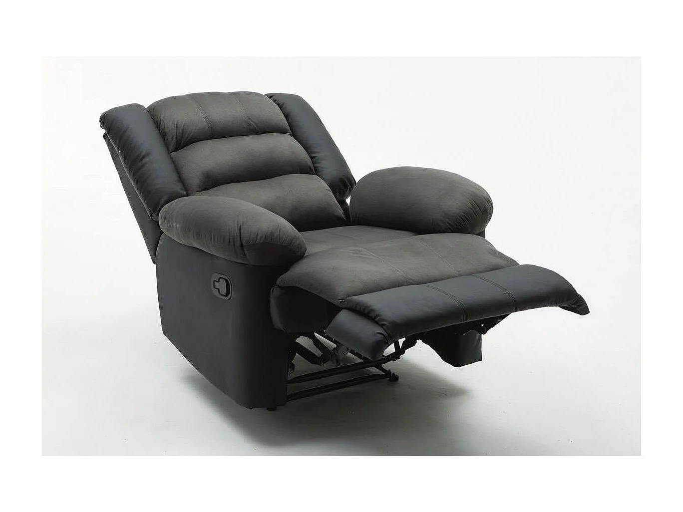 Fauteuil relax "Buckingham" - 85 x 93 x 100 cm - Noir / Gris foncé