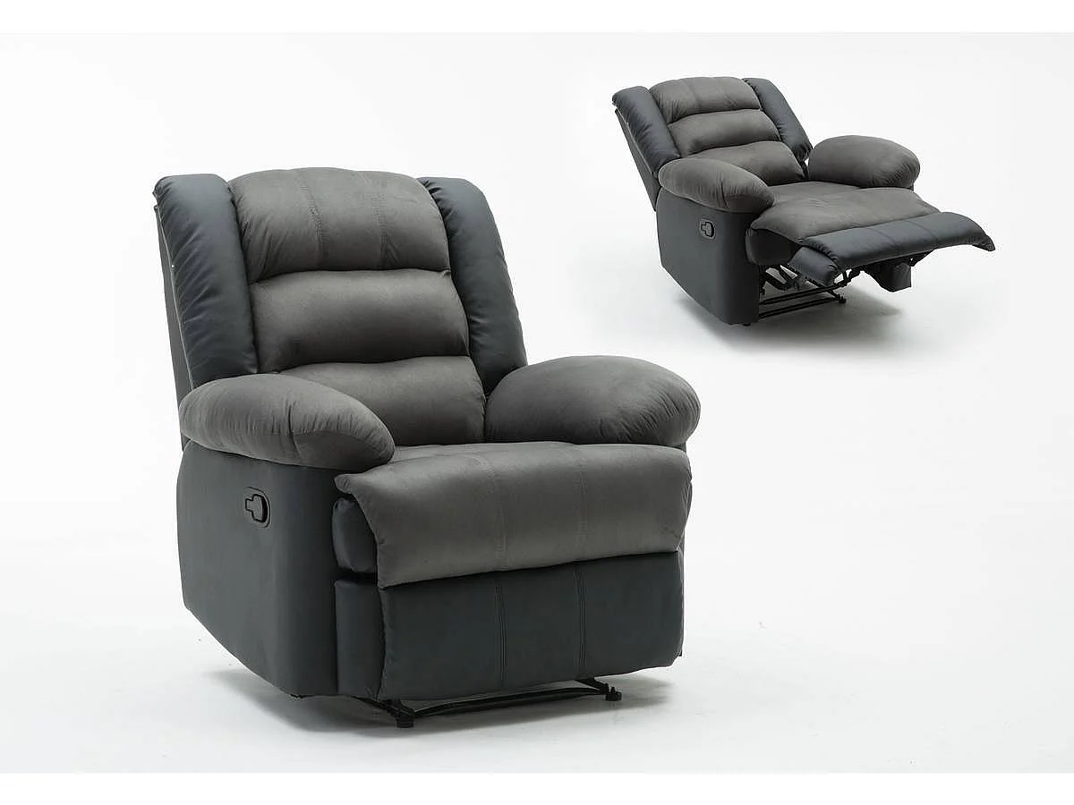 Relaxfauteuil relaxstoel verstelbaar "Buckingham" - 85 x 93 x 100 cm - Zwart / Donkergrijs