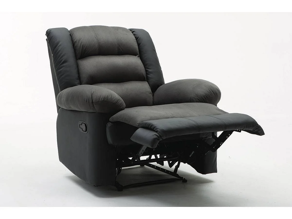 Relaxfauteuil relaxstoel verstelbaar "Buckingham" - 85 x 93 x 100 cm - Zwart / Donkergrijs