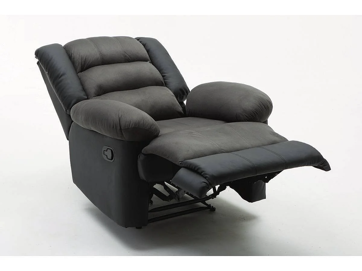 Relaxfauteuil relaxstoel verstelbaar "Buckingham" - 85 x 93 x 100 cm - Zwart / Donkergrijs