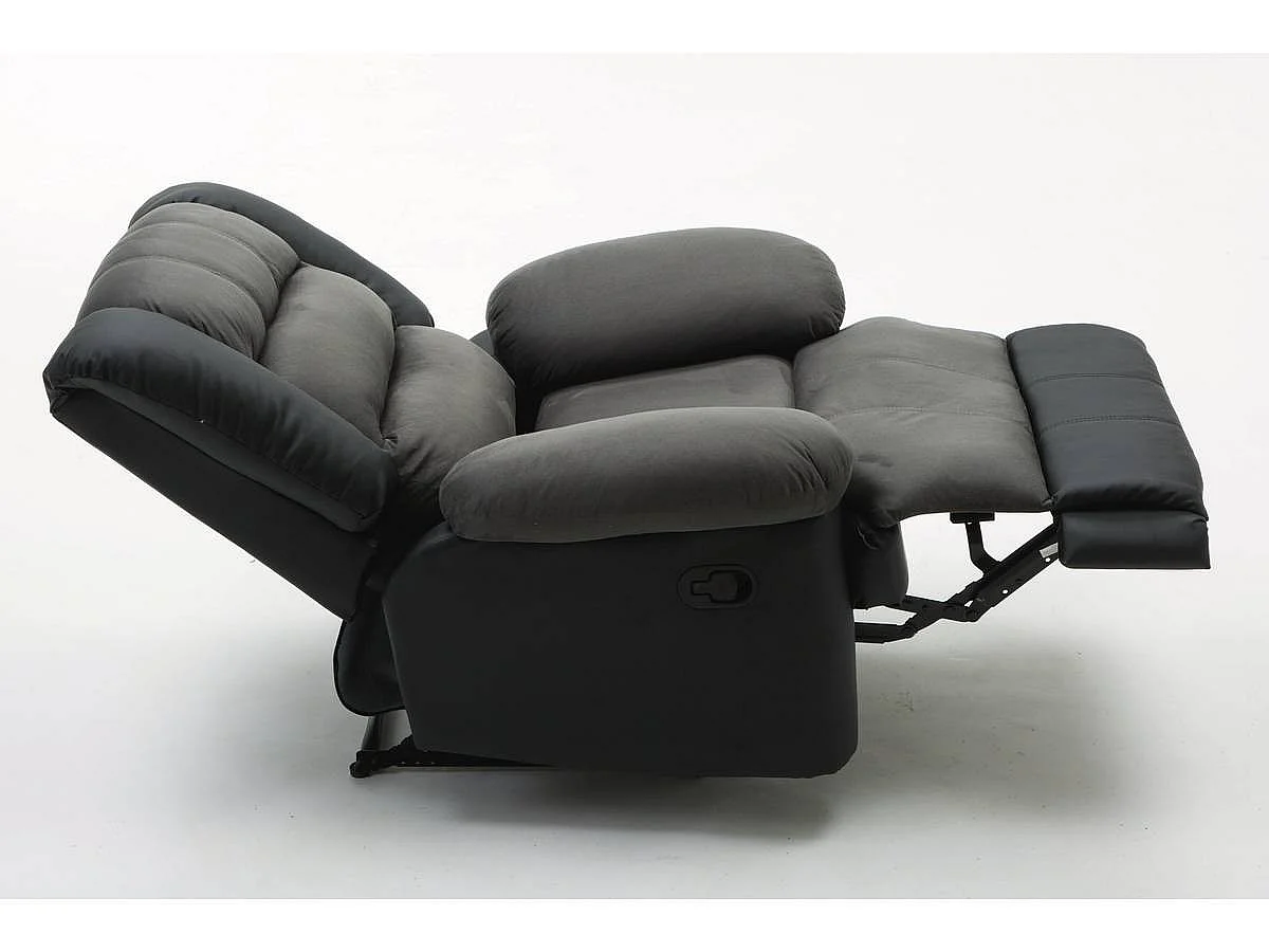 Relaxfauteuil relaxstoel verstelbaar "Buckingham" - 85 x 93 x 100 cm - Zwart / Donkergrijs