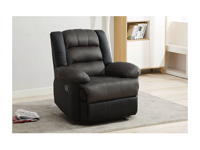 Fauteuil relax "Buckingham" - 85 x 93 x 100 cm - Noir / Gris foncé