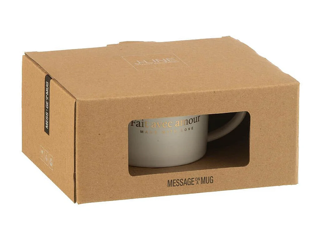 Ensemble Tasse, Sous-Tasse & Cuillère "Cœur II" 42cl Blanc