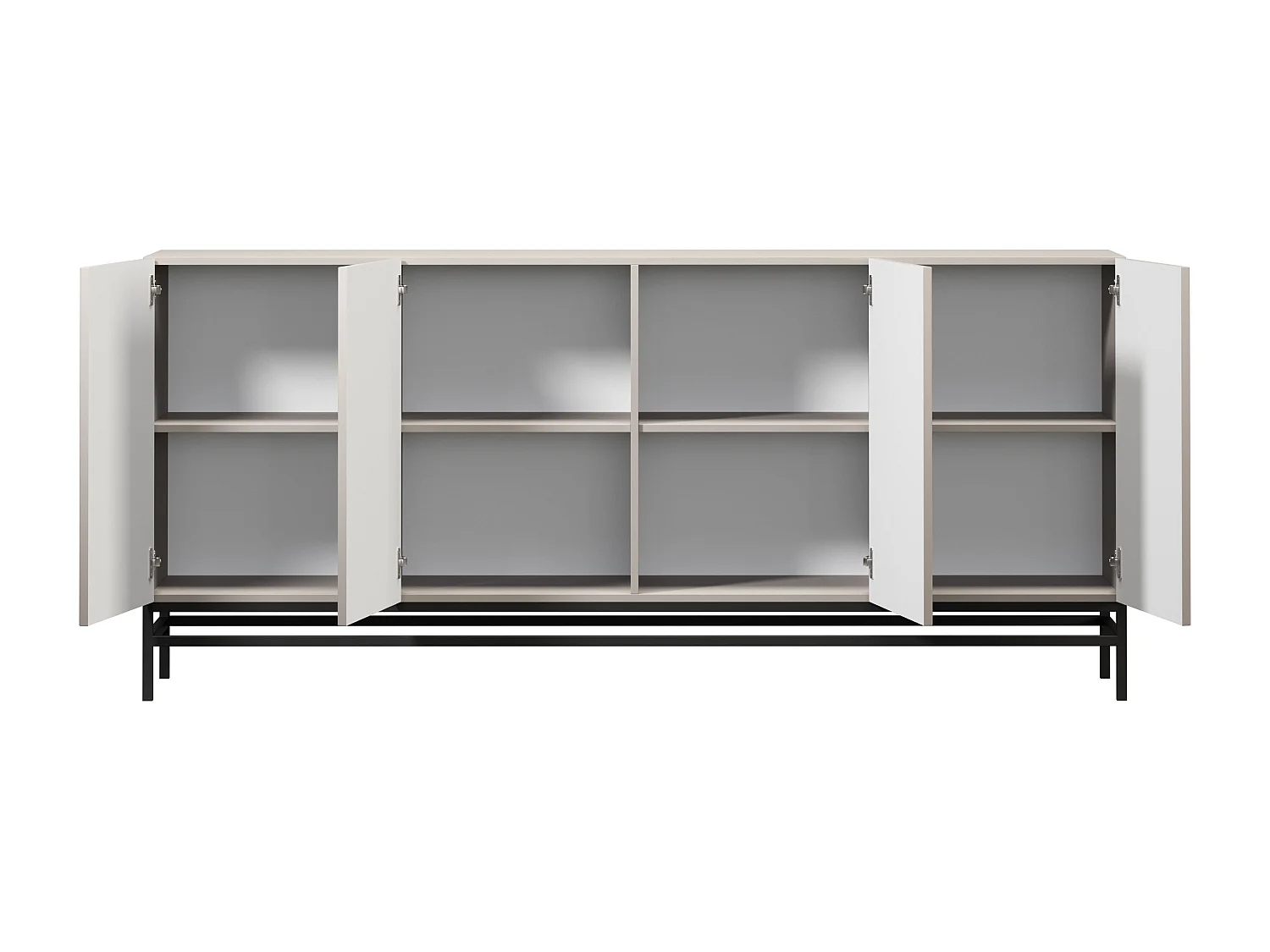 Buffet à 2 portes et 3 tiroirs avec poignées dorées, 150 x 45 cm