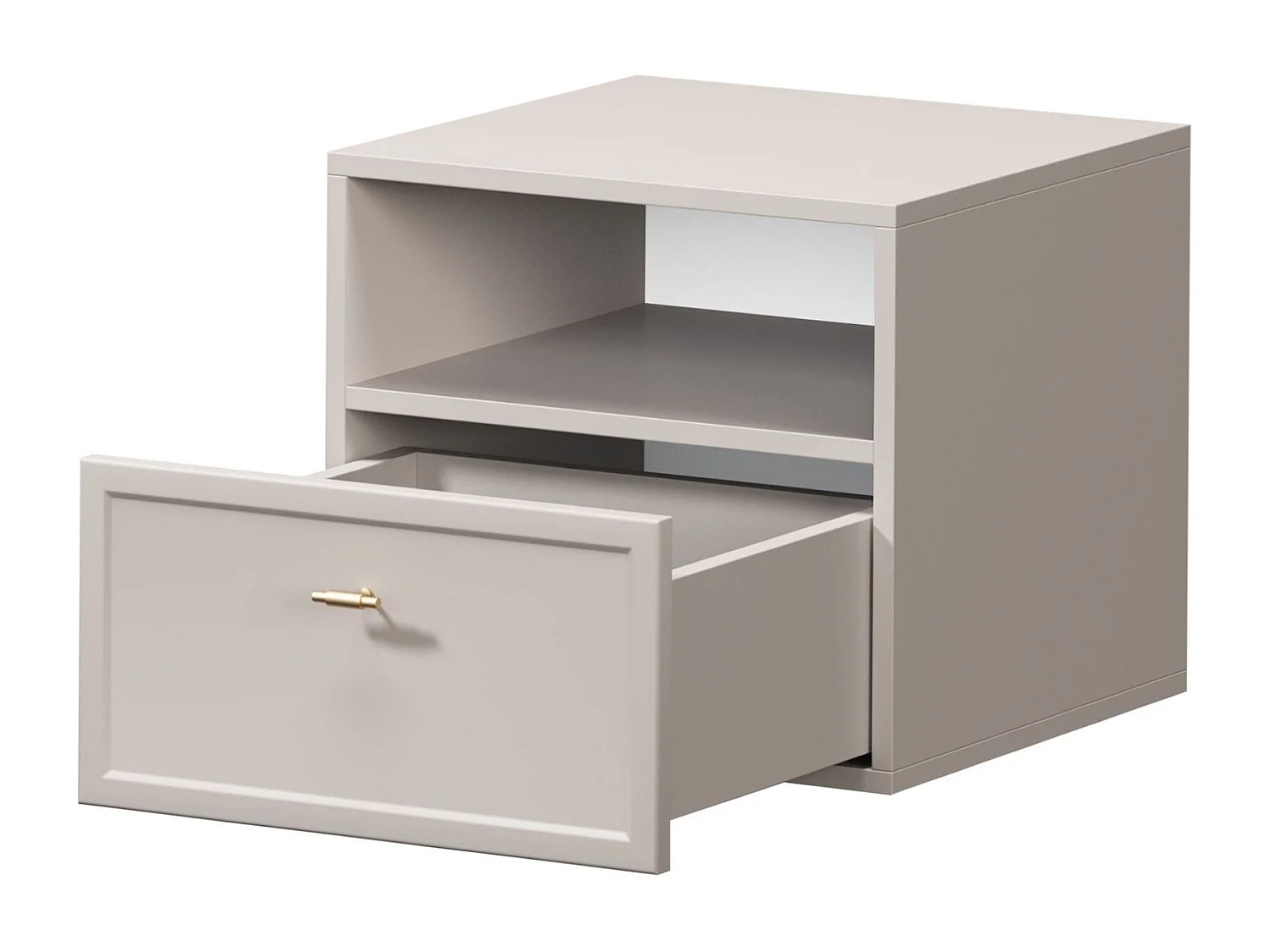 Nachttisch aus Kaschmir mit einer Schublade, 45 x 45 cm