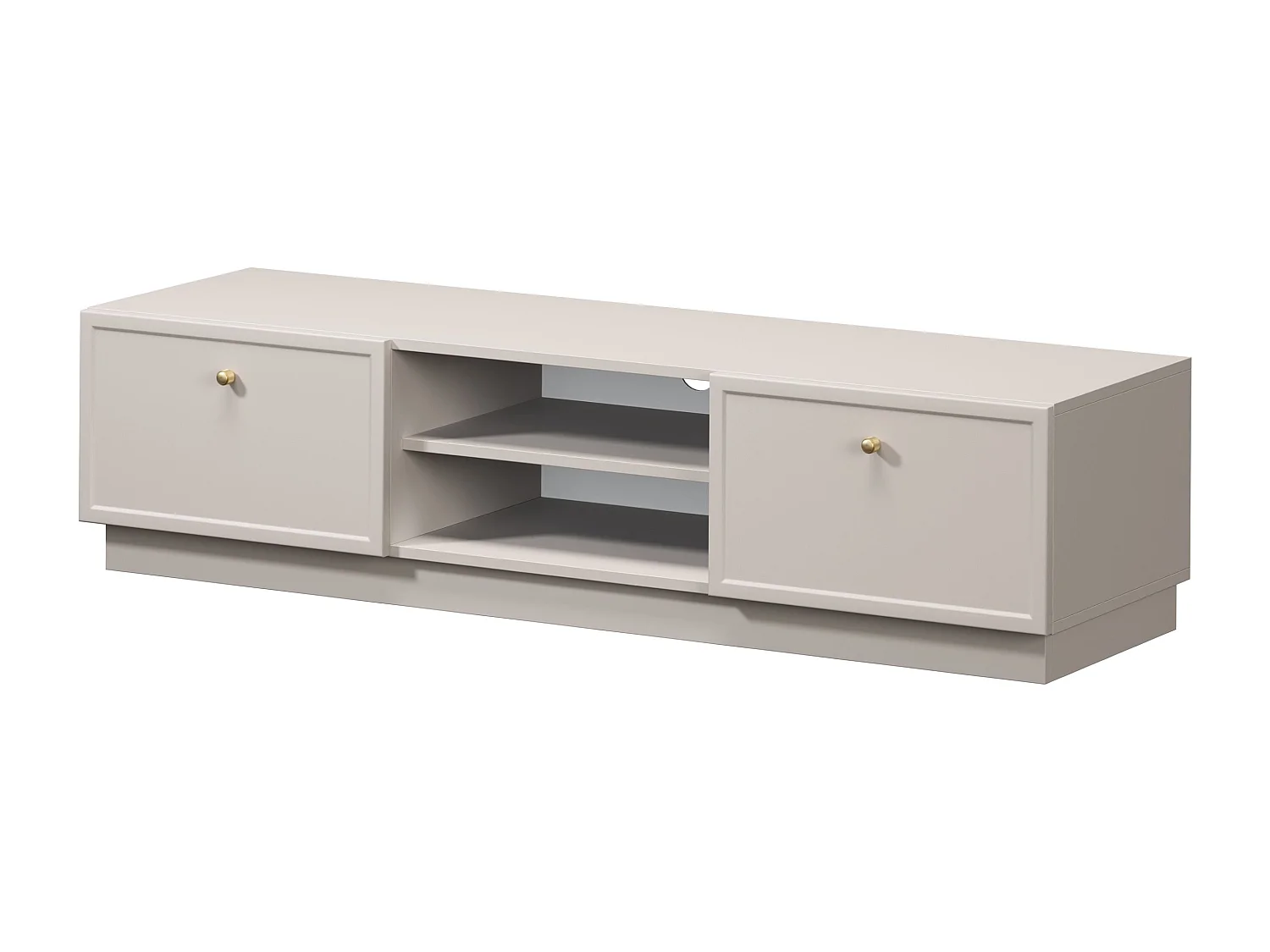 TV-Schrank aus Kaschmir mit 2 Schubladen und goldenen Griffen, 150 x 45 cm