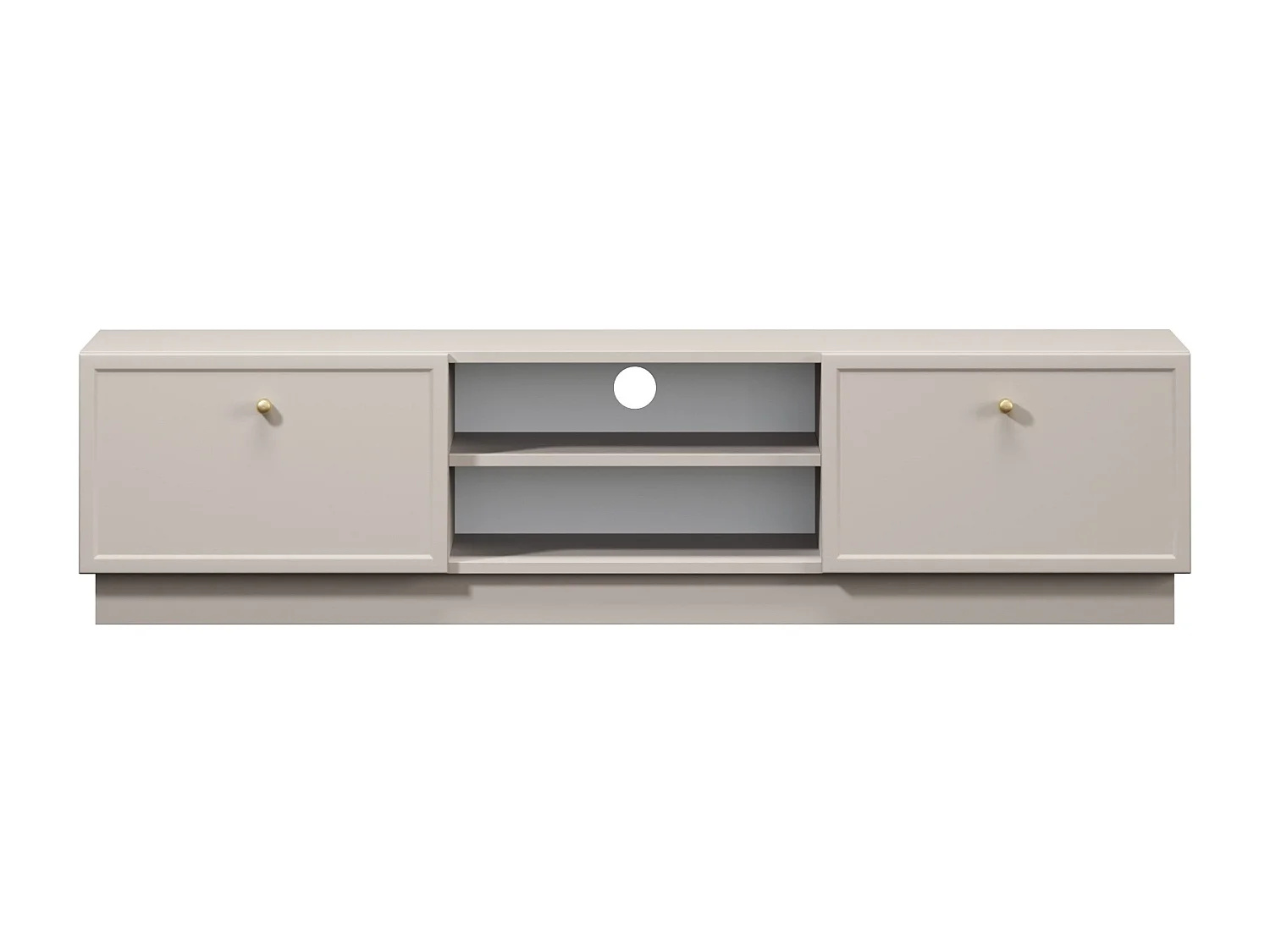 TV-Schrank aus Kaschmir mit 2 Schubladen und goldenen Griffen, 150 x 45 cm