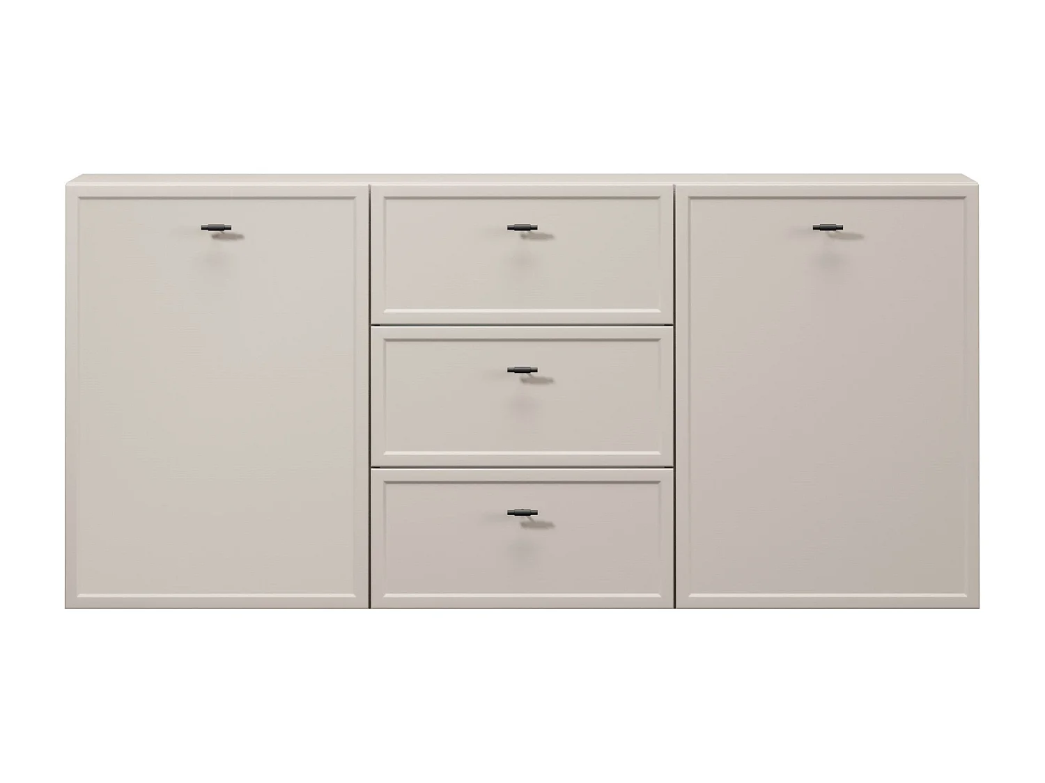 Buffet à 2 portes et 3 tiroirs avec poignées dorées, 150 x 45 cm