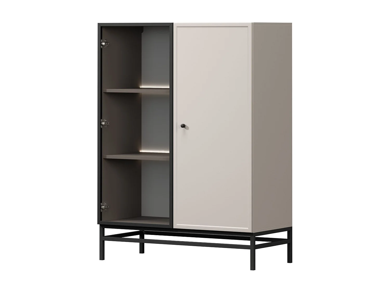 2-türige Vitrine mit integrierter LED-Beleuchtung, Kaschmir, 100 x 45 cm