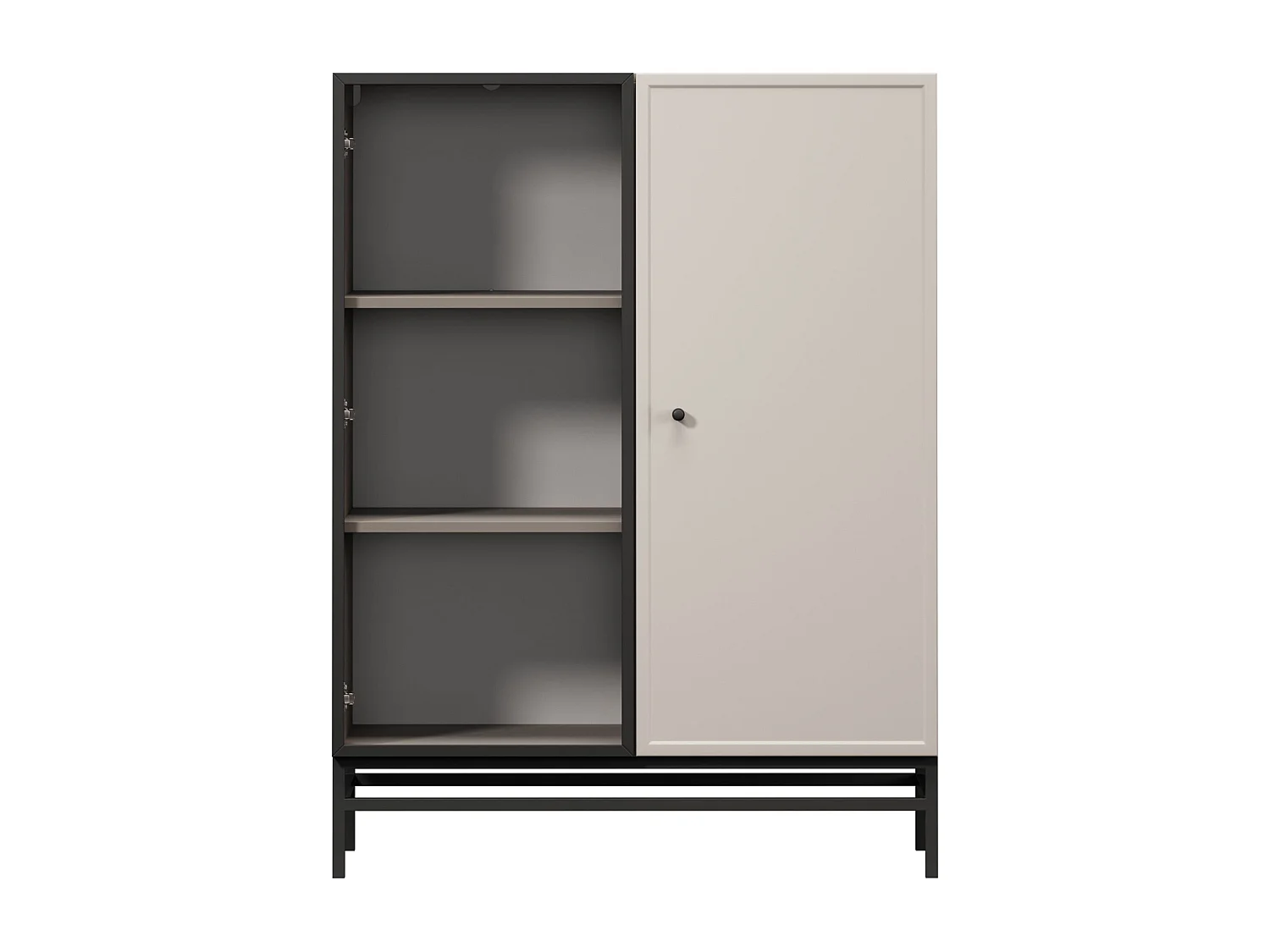 2-türige Vitrine mit integrierter LED-Beleuchtung, Kaschmir, 100 x 45 cm