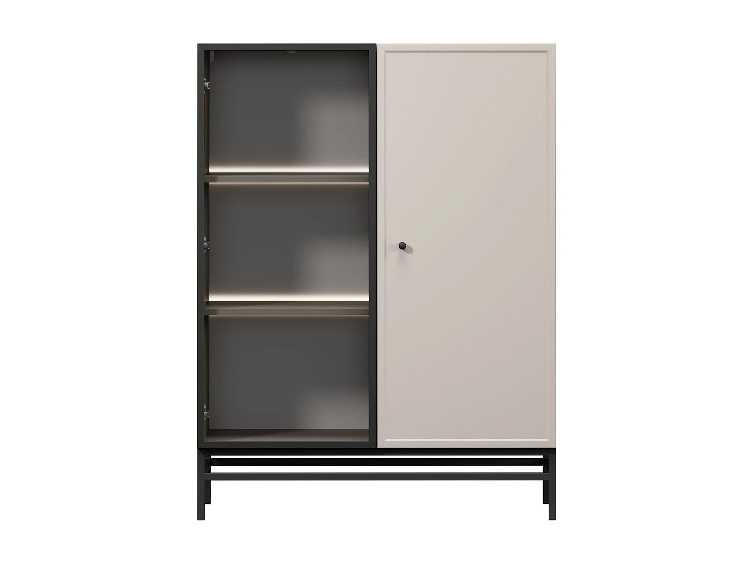 2-türige Vitrine mit integrierter LED-Beleuchtung, Kaschmir, 100 x 45 cm