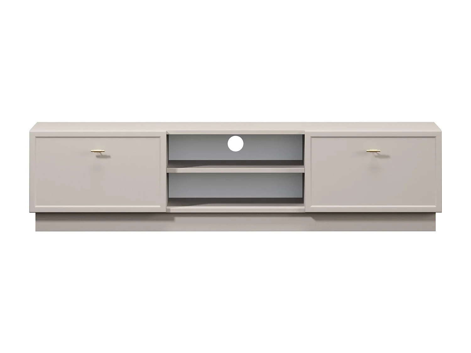 TV-Schrank aus Kaschmir mit 2 Schubladen und goldenen Griffen, 150 x 45 cm