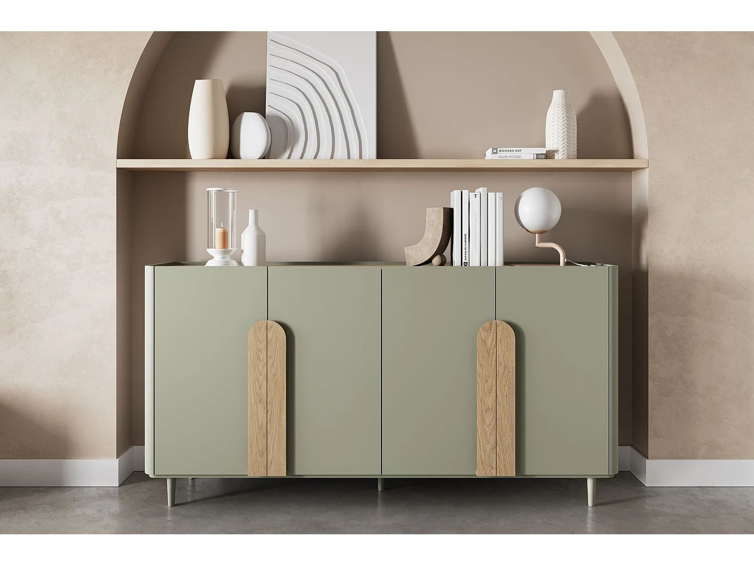 Buffet 4 portes 8 étagères