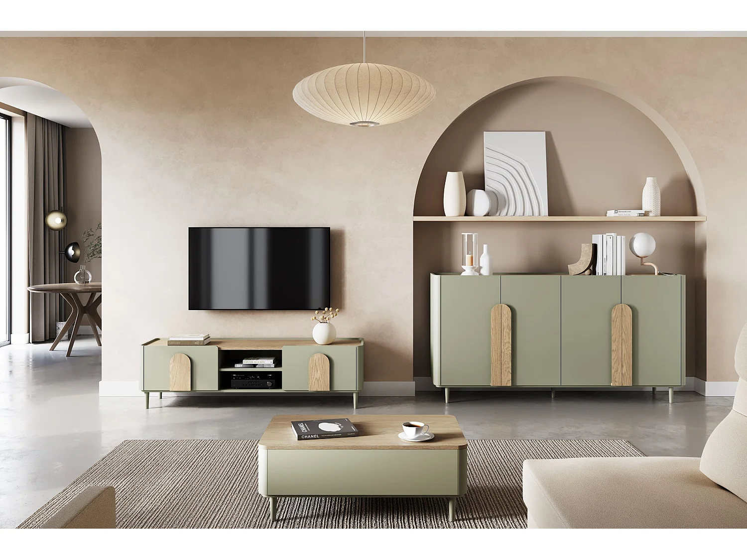 Buffet 4 portes 8 étagères