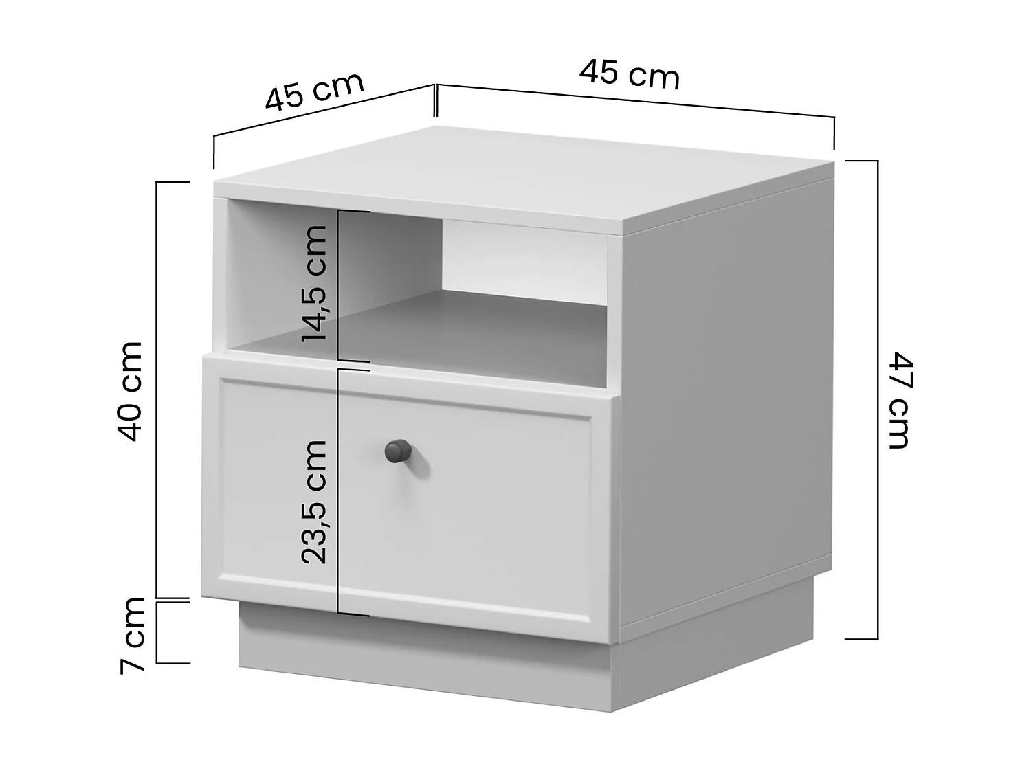 Nachttisch aus Kaschmir mit einer Schublade, 45 x 45 cm