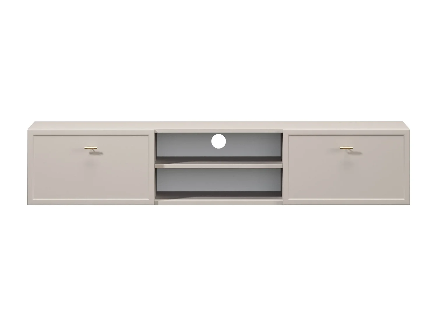 TV-Schrank aus Kaschmir mit 2 Schubladen und goldenen Griffen, 150 x 45 cm