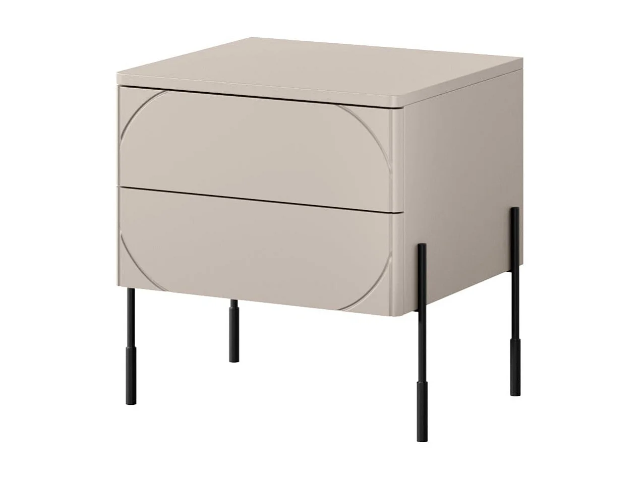Nachttisch aus Kaschmir mit 2 Schubladen, 49 x 55 cm