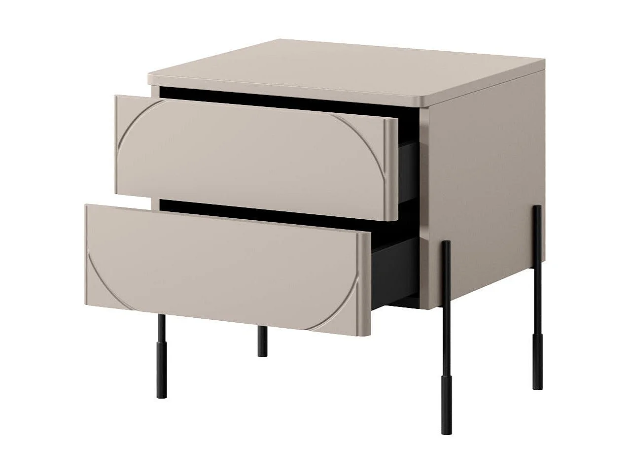Nachttisch aus Kaschmir mit 2 Schubladen, 49 x 55 cm