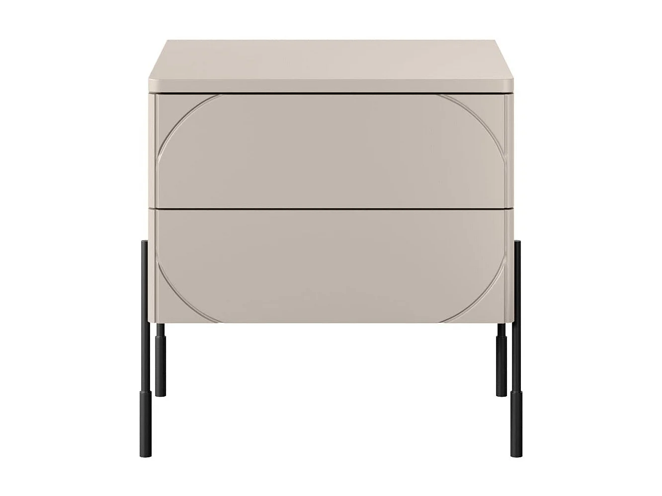 Nachttisch aus Kaschmir mit 2 Schubladen, 49 x 55 cm