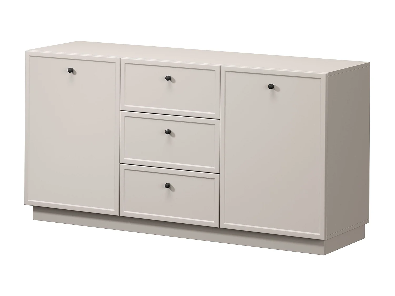 Buffet à 2 portes et 3 tiroirs avec poignées dorées, 150 x 45 cm