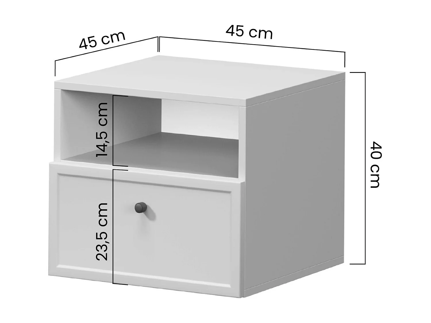 Nachttisch aus Kaschmir mit einer Schublade, 45 x 45 cm