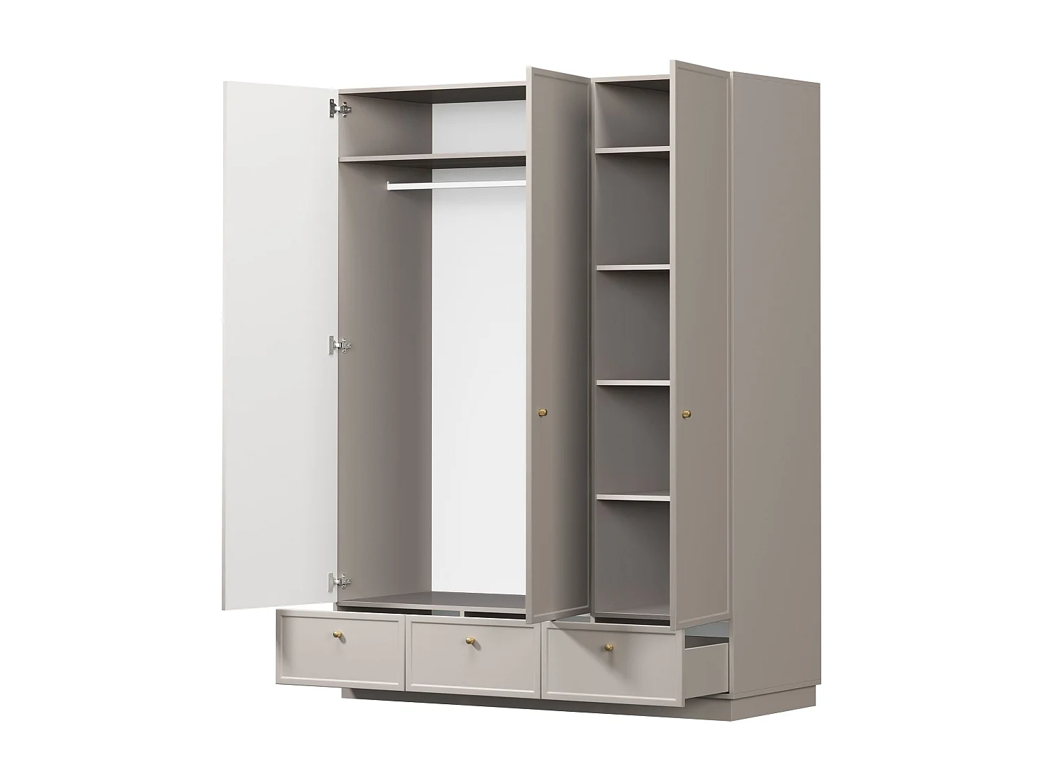 Garderobenständer aus Kaschmir mit 3 Türen und 3 Schubladen, 150 x 200 cm