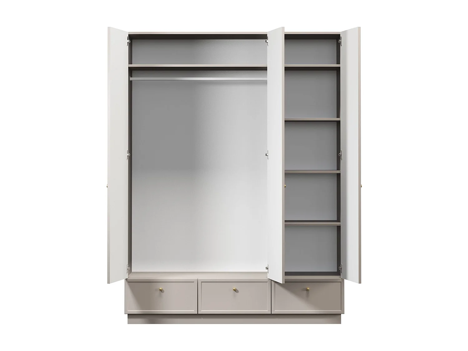 Garderobenständer aus Kaschmir mit 3 Türen und 3 Schubladen, 150 x 200 cm