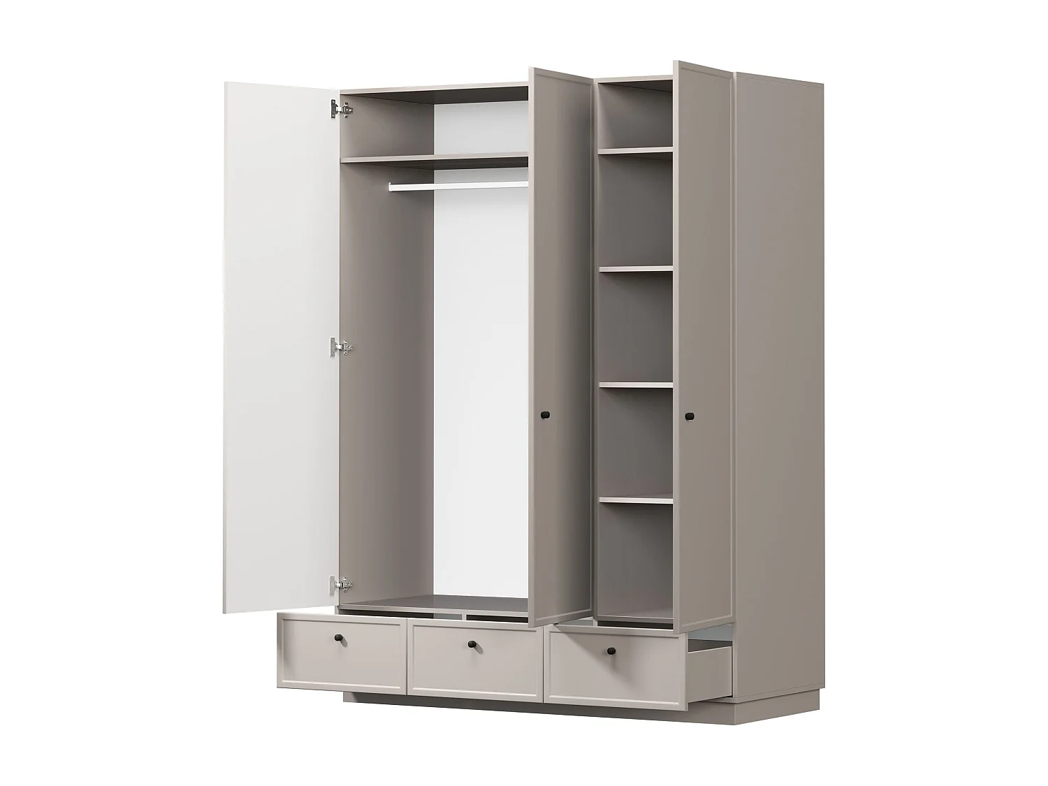 Garderobenständer aus Kaschmir mit 3 Türen und 3 Schubladen, 150 x 200 cm