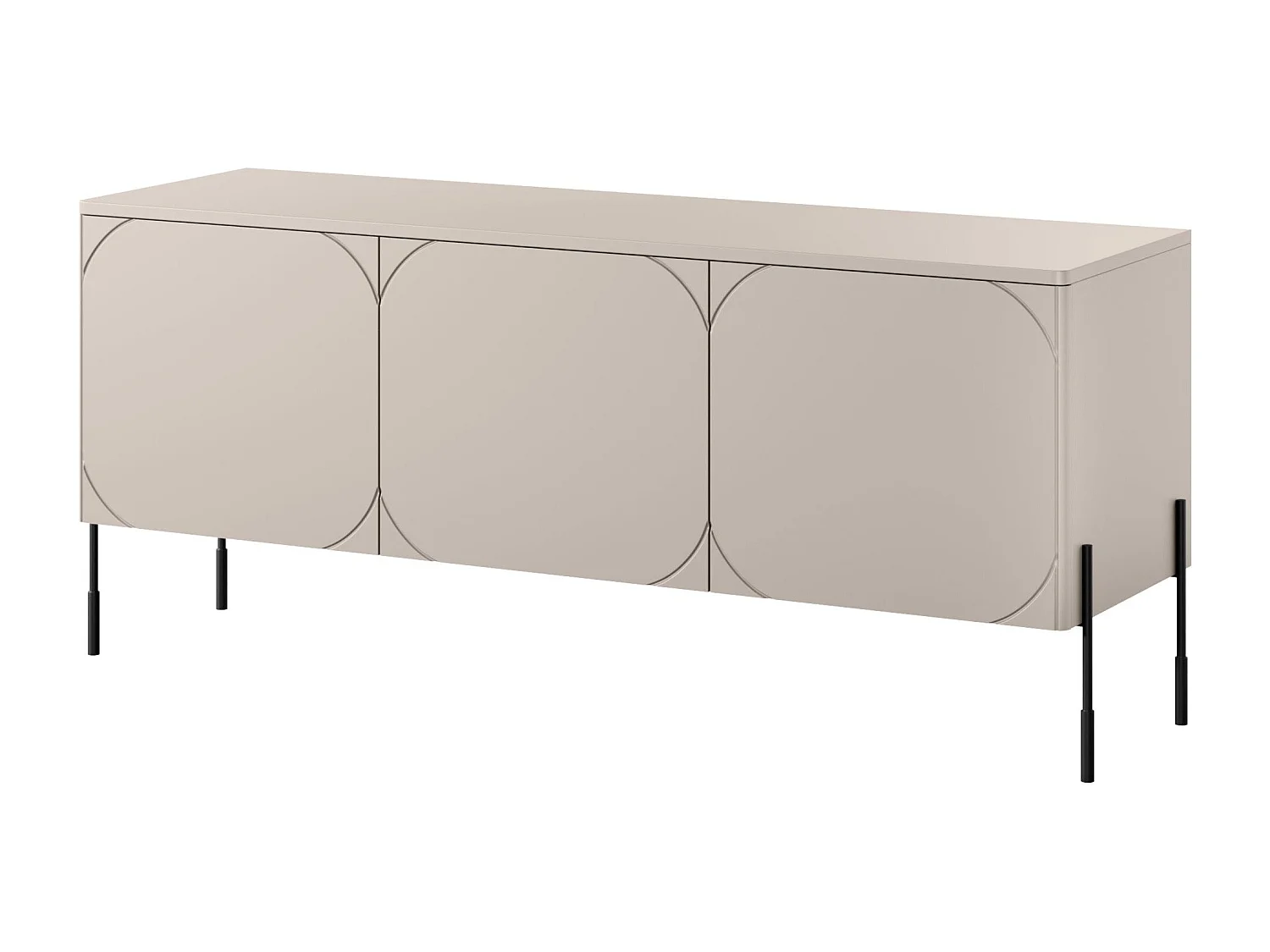 TV-Ständer Cashmere 3 Türen schwarzem Metallgestell 154x65 cm