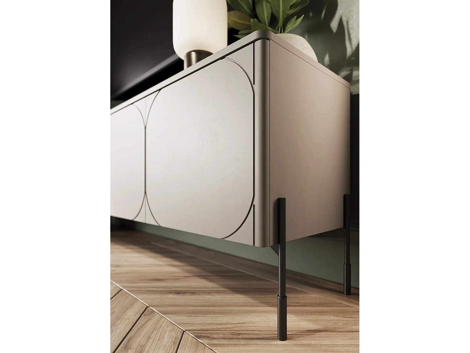 TV-Ständer Cashmere 3 Türen schwarzem Metallgestell 154x65 cm