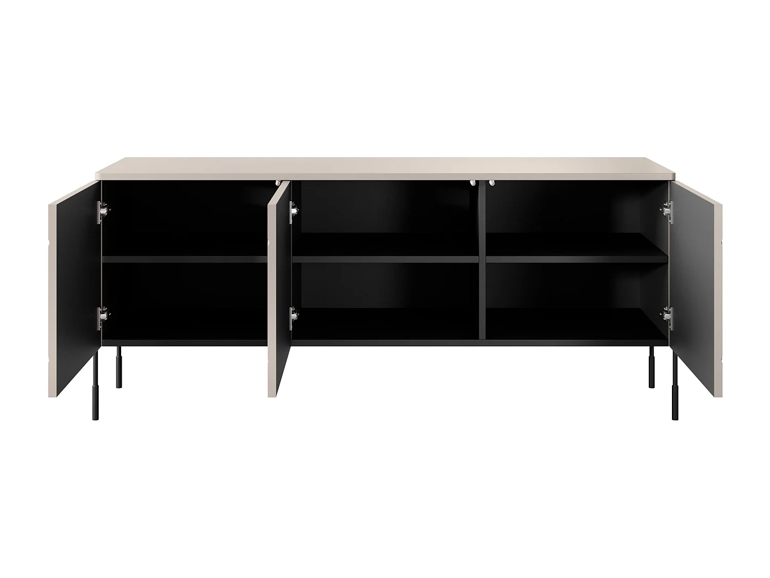 TV-Ständer Cashmere 3 Türen schwarzem Metallgestell 154x65 cm