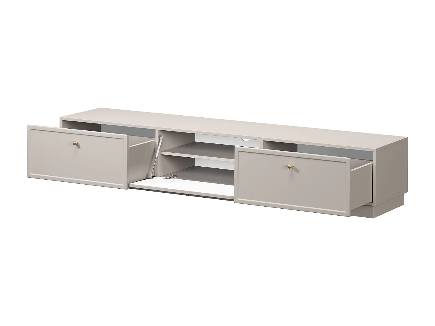 Kasjmier tv-meubel met 1 deur en 2 lades met gouden stippen, 200 x 45 cm