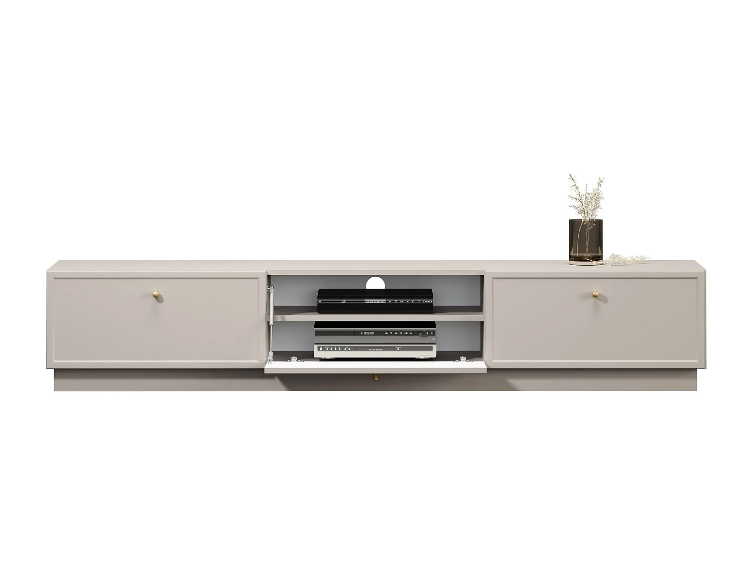 Kasjmier tv-meubel met 1 deur en 2 lades met gouden stippen, 200 x 45 cm