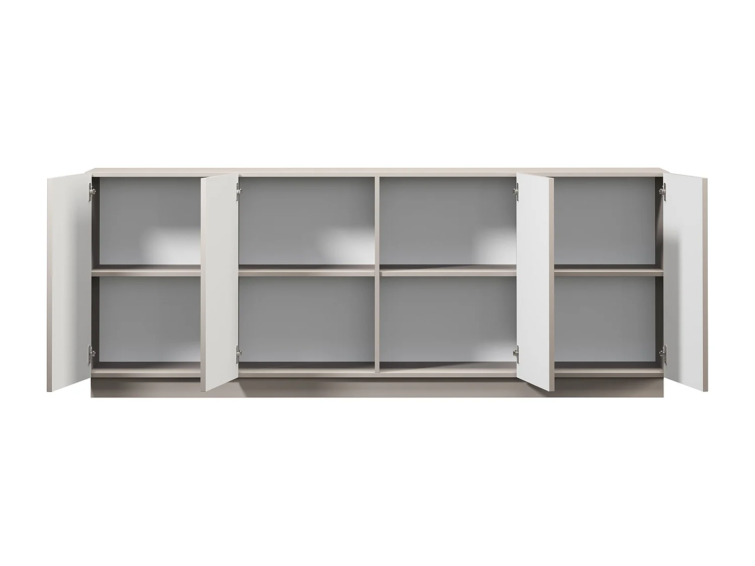 Buffet à 2 portes et 3 tiroirs avec poignées dorées, 150 x 45 cm