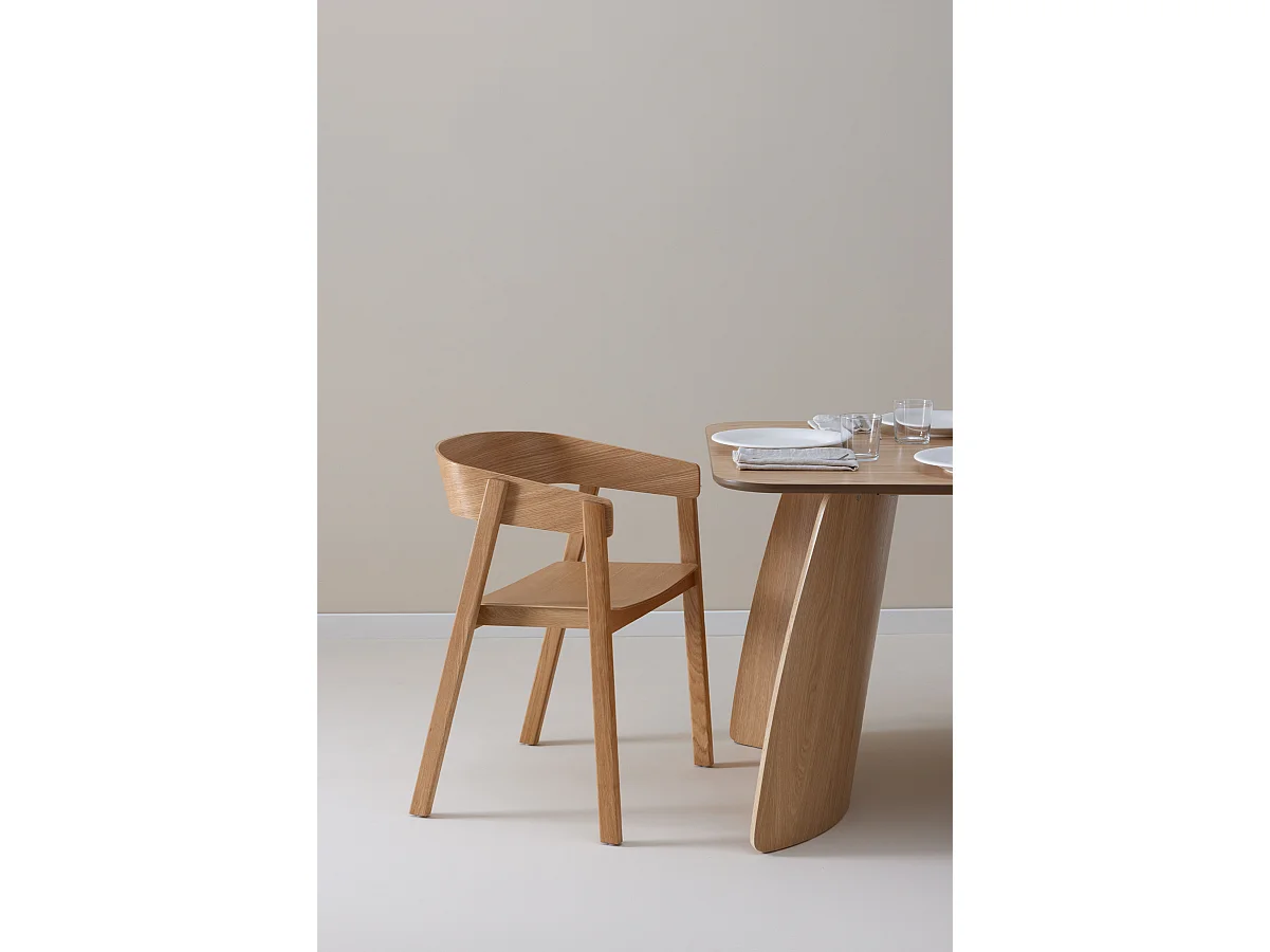 Lot de 4 fauteuils en contreplaqué de chêne