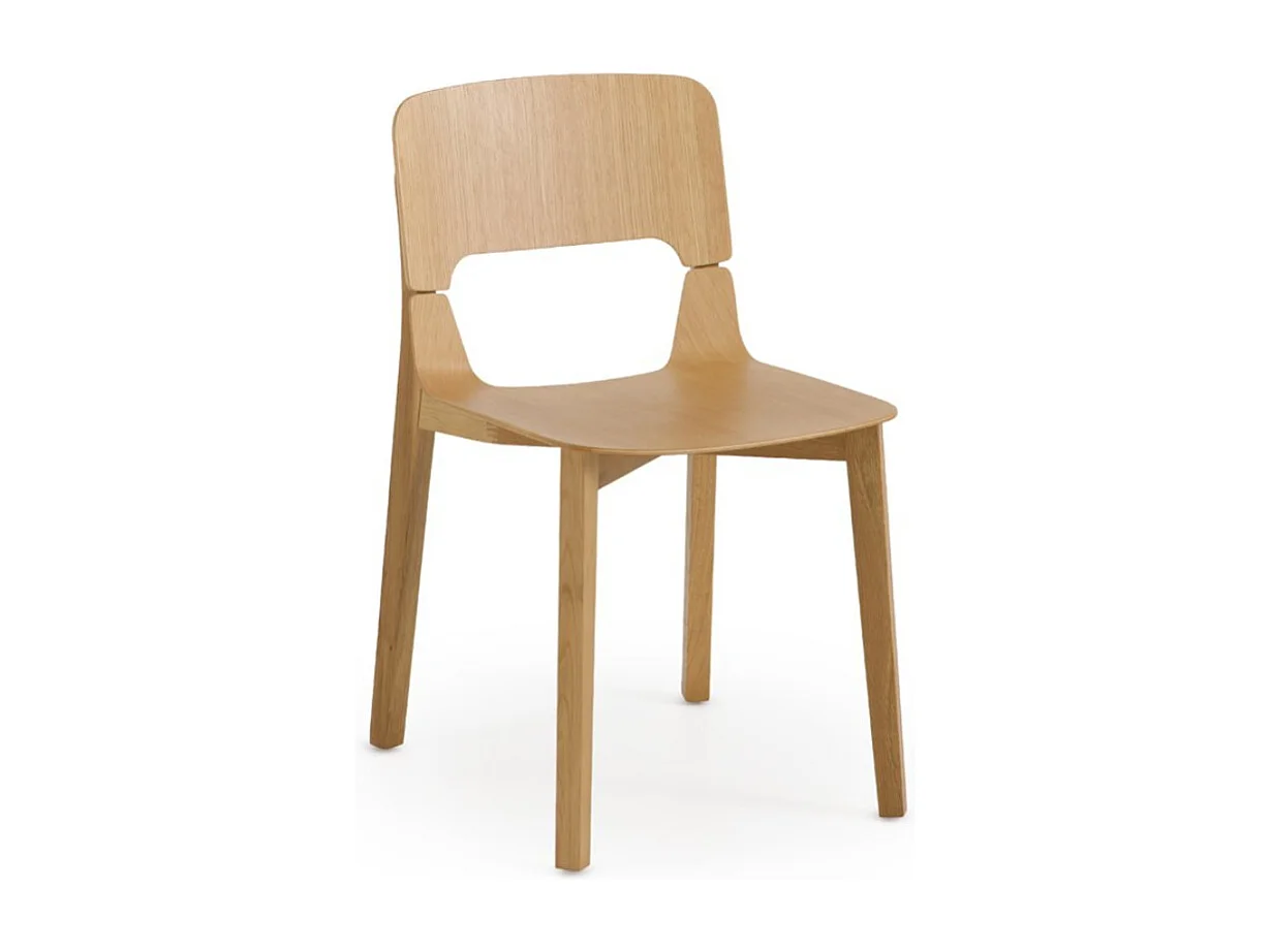 Lot de 4 chaises en contreplaqué de chêne