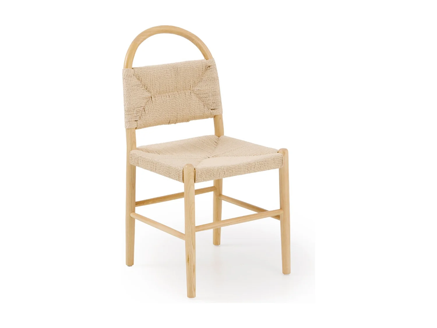 Lot de 4 chaises en bois de frêne avec assise tressée
