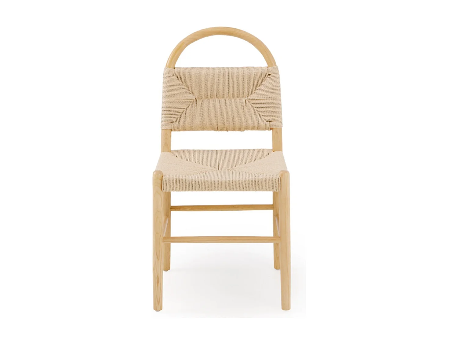 Lot de 4 chaises en bois de frêne avec assise tressée