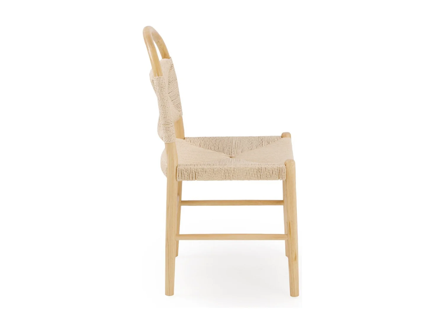 Lot de 4 chaises en bois de frêne avec assise tressée