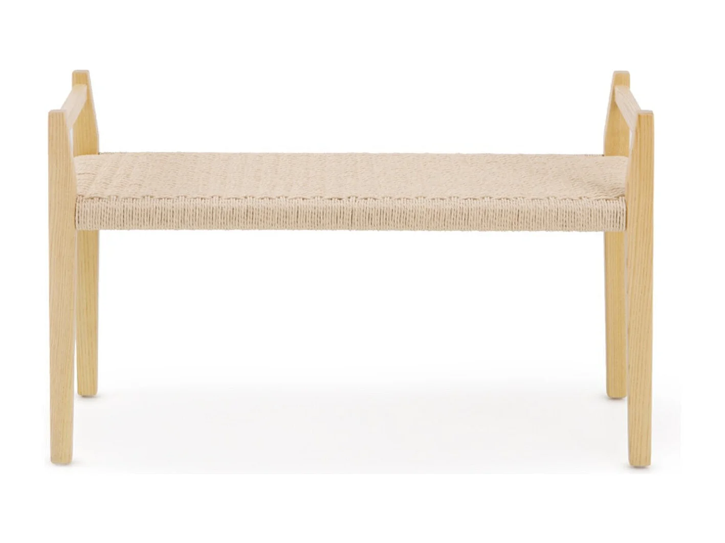 Banc en bois de frêne avec assise tressée