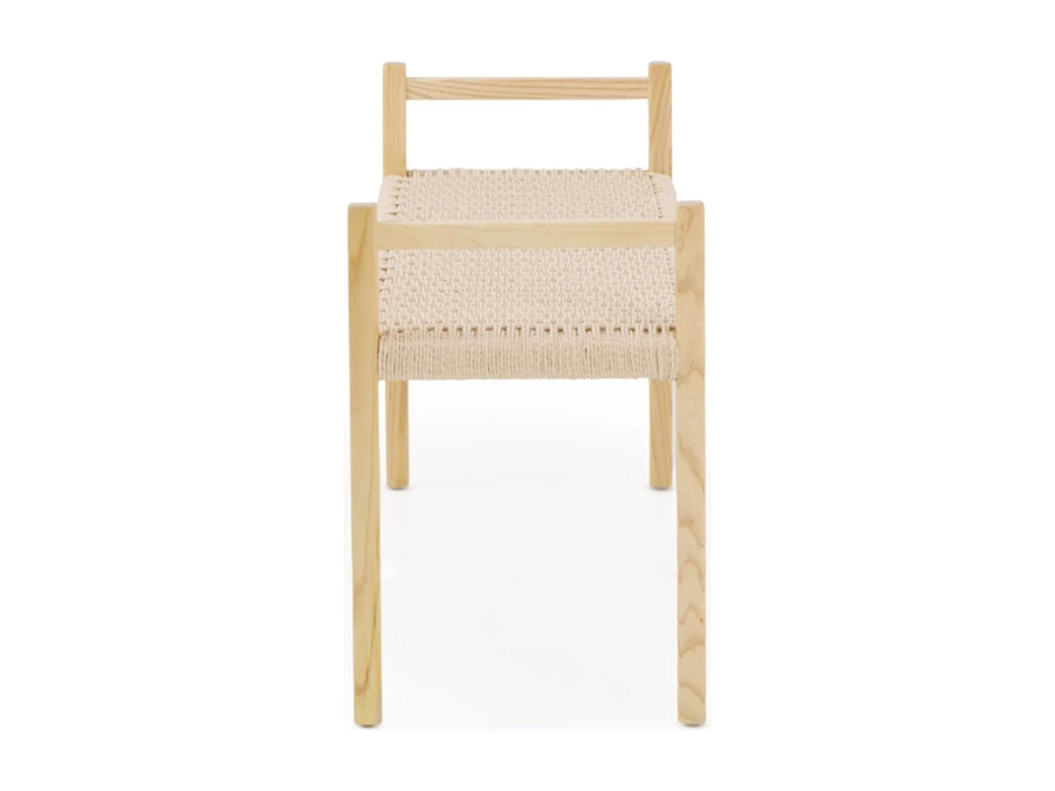 Banc en bois de frêne avec assise tressée