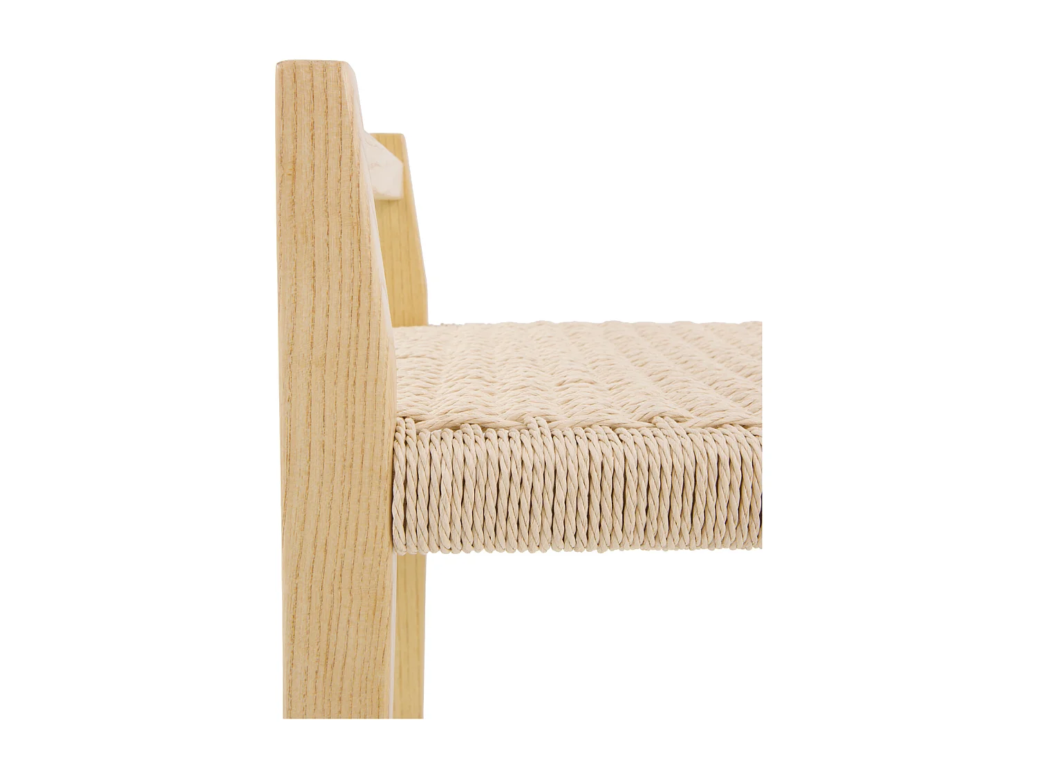 Banc en bois de frêne avec assise tressée