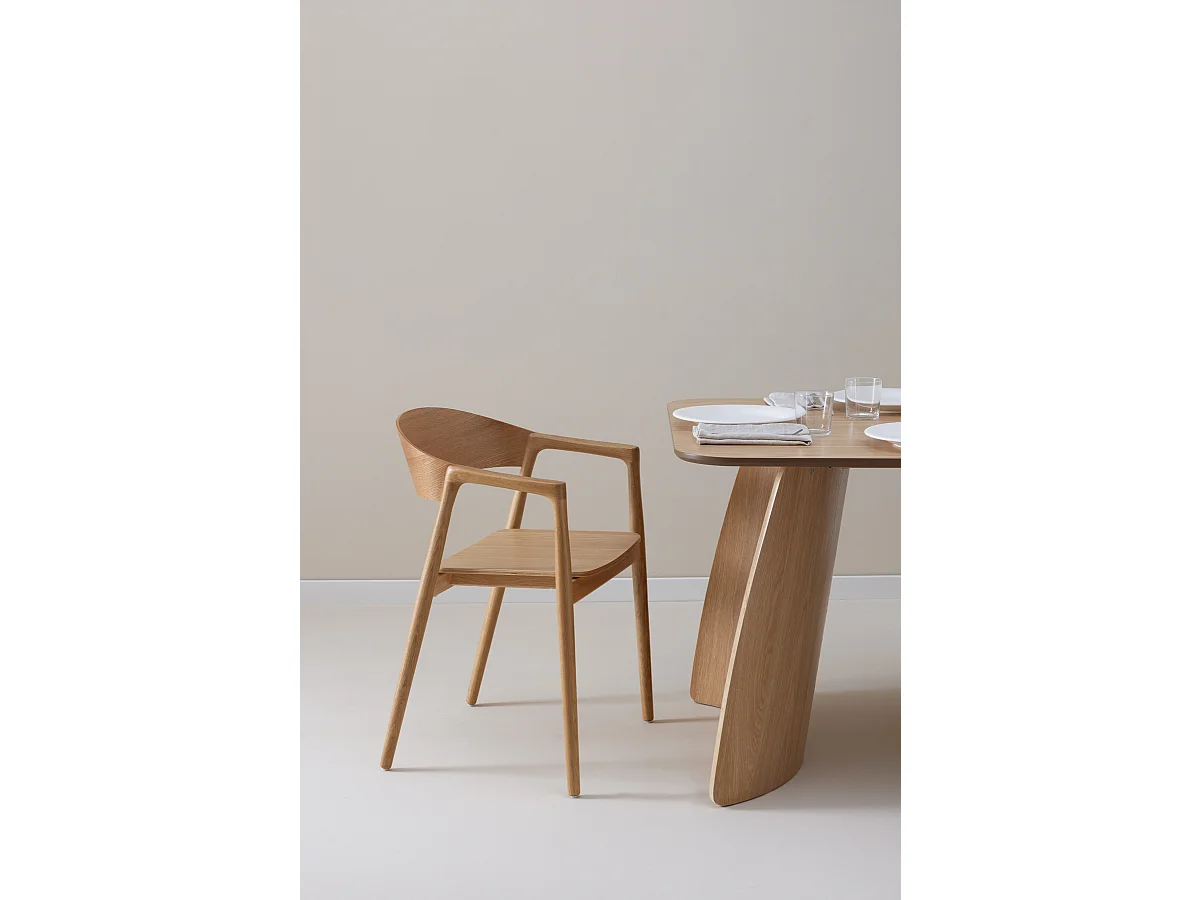 Lot de 4 fauteuils en contreplaqué de chêne