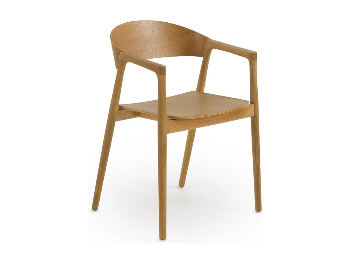 Lot de 4 fauteuils en contreplaqué de chêne