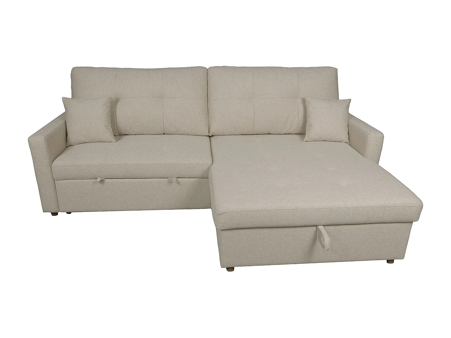 Sofá Chaise Longue reversible de 100x245x151 cm de 3 plazas con arcón en beige Sahara