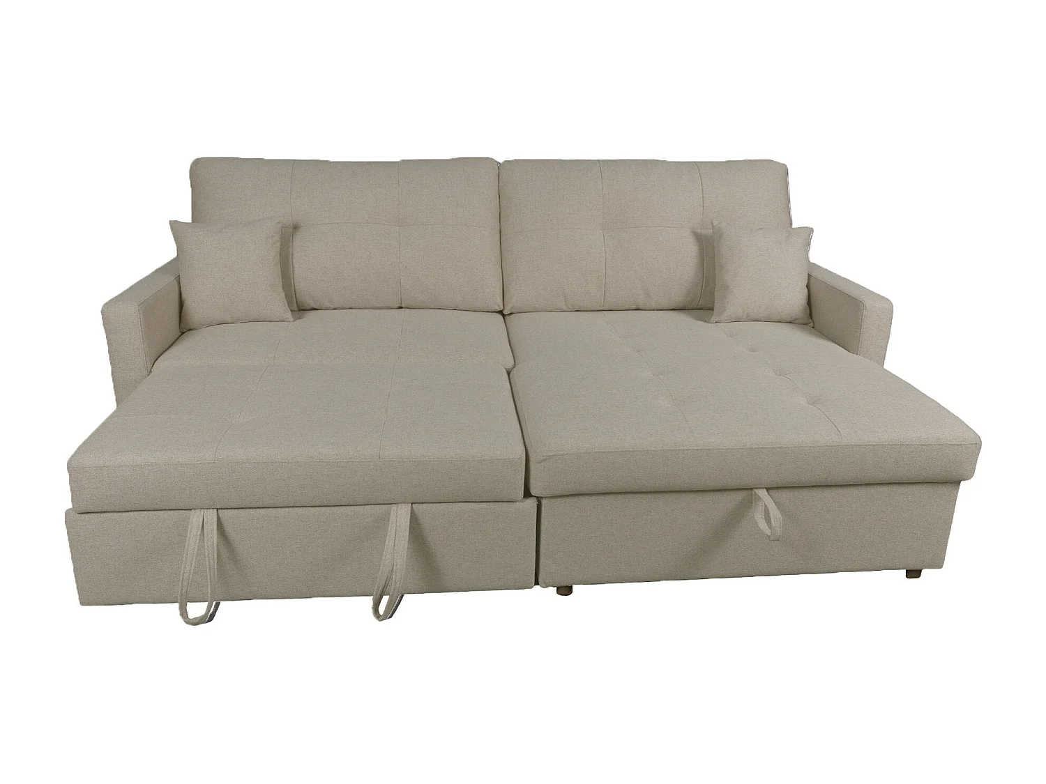 Sofá Chaise Longue reversible de 100x245x151 cm de 3 plazas con arcón en beige Sahara
